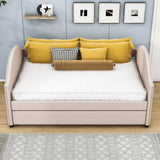 Modern Full Size Upholstered Daybed with Twin Trundle for Adults