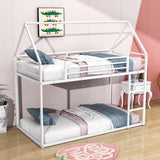 Metal Low Twin Over Twin House Loft Bunk Beds with for Kids, Toddler