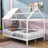 Full Wooden Kids Low Montessori Farmhouse Bed Frame with Rails