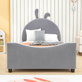 Cute Twin Size Low Profile Upholstered Toddler Bed with Rails