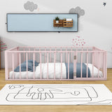 Montessori Full Size Metal Toddler Floor Bed with Rails for Kids