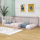 Montessori Twin Metal Toddler Floor Bed with Rails for Kids