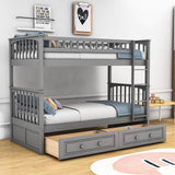 Convertible Twin Over Twin Bunk Beds with Storage Drawers - [Wooden]