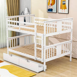 Full Over Full Bunk Beds with Storage Drawers for Kids - [Wooden, Convertible]