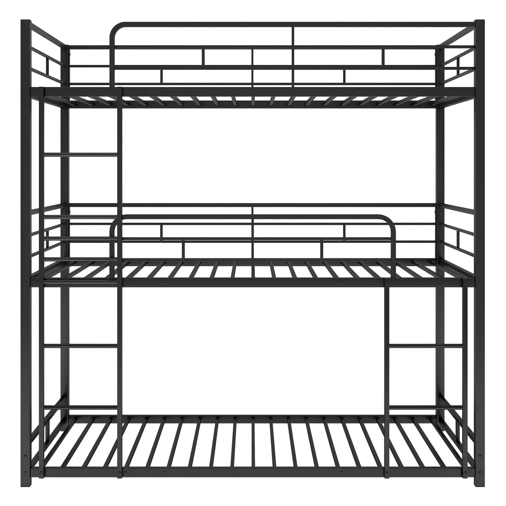 Low Twin Triple Bunk Beds for Kids - [Metal, Floor]