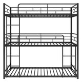 Low Twin Triple Bunk Beds for Kids - [Metal, Floor]