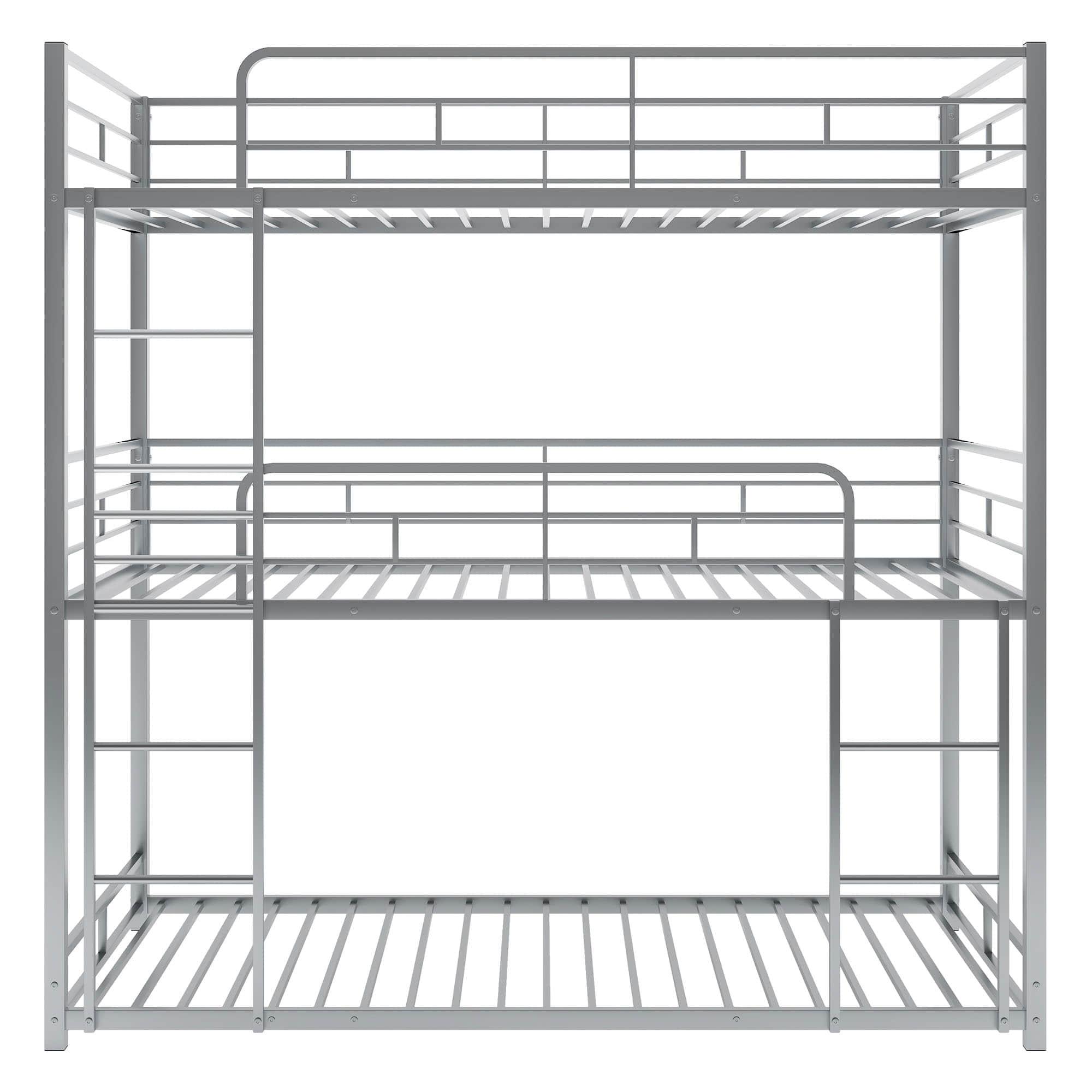 Low Twin Triple Bunk Beds for Kids - [Metal, Floor]