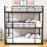 Low Twin Triple Bunk Beds for Kids - [Metal, Floor]