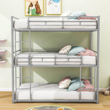 Low Twin Triple Bunk Beds for Kids - [Metal, Floor]