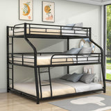 Modern Low Twin XL Over Full XL Over Queen Triple Bunk Beds for Kids - [Metal, Floor]