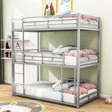 Low Twin Triple Bunk Beds for Kids - [Metal, Floor]