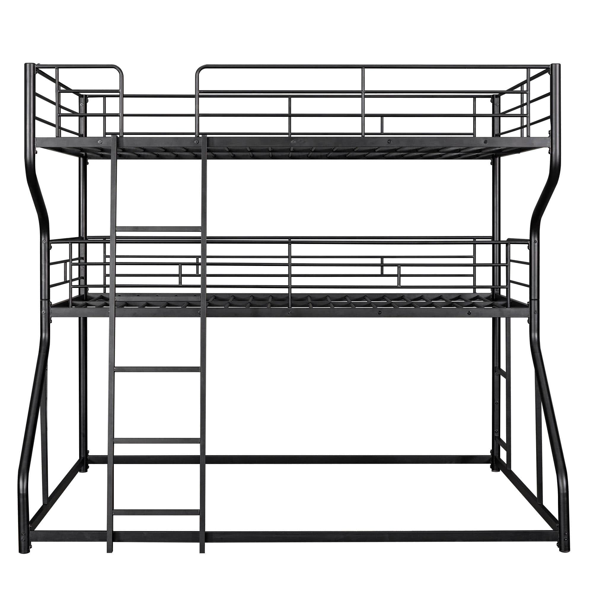 Modern Low Full XL Over Twin XL Over Queen Triple Bunk Beds for Kids - [Metal]