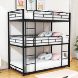 Low Twin Triple Bunk Beds for Kids - [Metal, Floor]