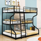 Modern Low Full XL Over Twin XL Over Queen Triple Bunk Beds for Kids - [Metal]