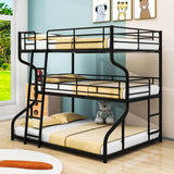 Modern Low Full XL Over Twin XL Over Queen Triple Bunk Beds for Kids - [Metal]