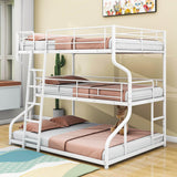 Modern Low Full XL Over Twin XL Over Queen Triple Bunk Beds for Kids - [Metal]