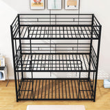 Low Twin Triple Bunk Beds for Kids - [Metal, Floor]