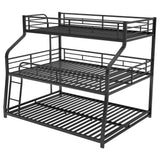 Modern Low Twin XL Over Full XL Over Queen Triple Bunk Beds for Kids - [Metal, Floor]