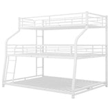 Modern Low Twin XL Over Full XL Over Queen Triple Bunk Beds for Kids - [Metal, Floor]