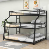 Modern Low Twin XL Over Full XL Over Queen Triple Bunk Beds for Kids - [Metal, Floor]