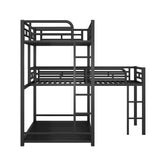 L-Shaped Low Twin Triple Bunk Beds for Kids, Toddler- [Metal, Floor]