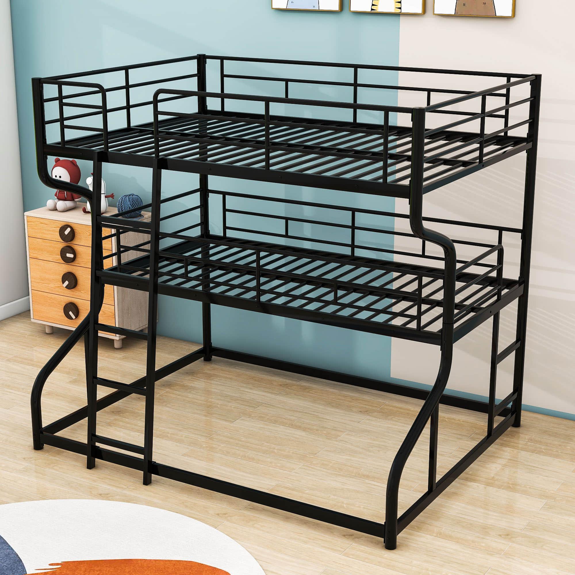 Modern Low Full XL Over Twin XL Over Queen Triple Bunk Beds for Kids - [Metal]