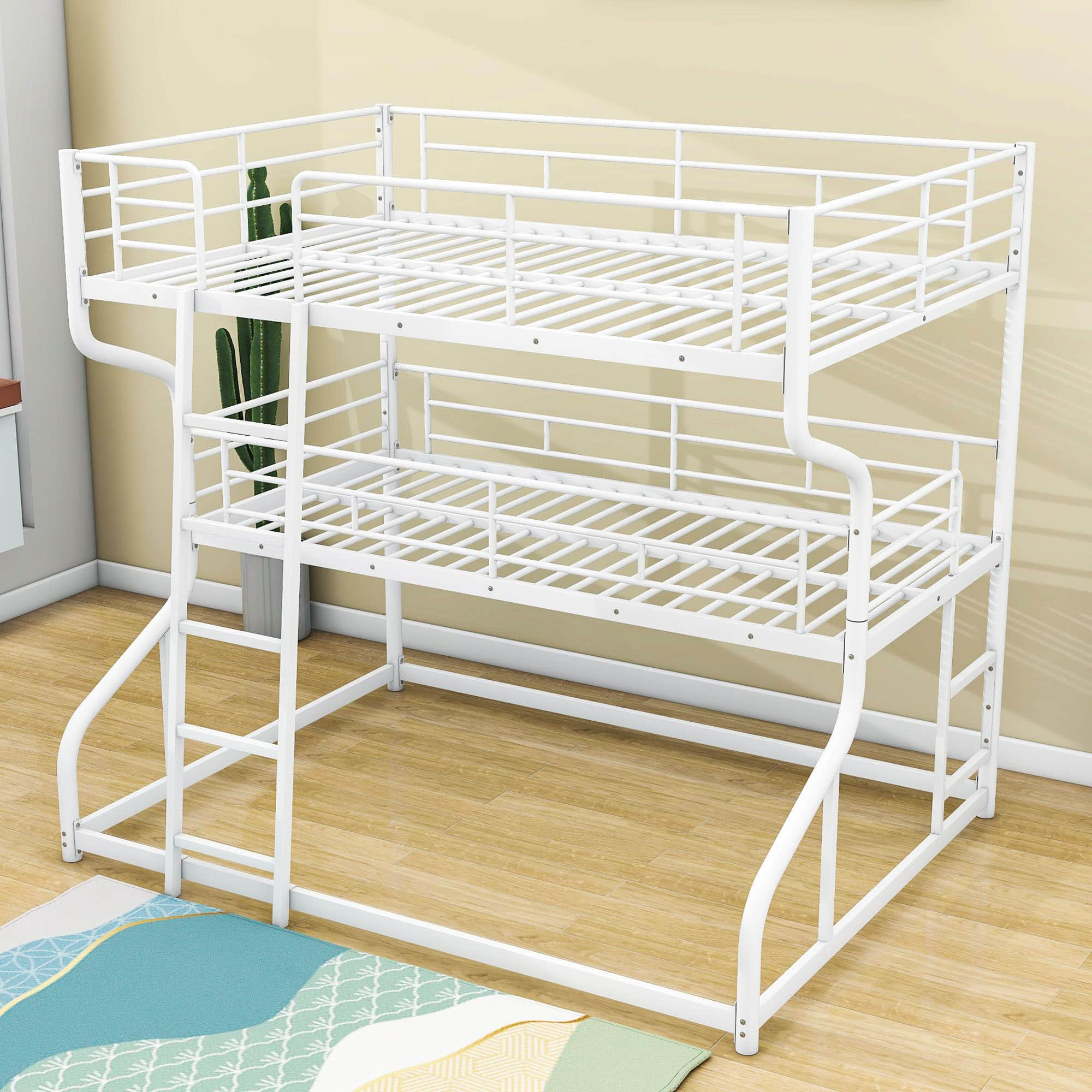 Modern Low Full XL Over Twin XL Over Queen Triple Bunk Beds for Kids - [Metal]