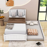 Twin Platform Bed Frame with Twin Trundle and Headboard