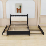 Wooden Queen Storage Bed with Headboard and Storage, Twin Trundle Bed