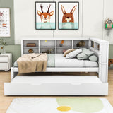 Modern Smart Full Size Wood Daybed with Twin Trundle and Storage