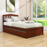 Wooden Twin Platform Bed with Trundle and Headboard