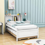 Wood Twin Captains Bed with Storage and Headboard, Twin Trundle Bed