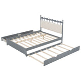 Wooden Queen Storage Bed with Headboard and Storage, Twin Trundle Bed