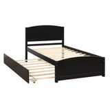 Twin Platform Bed Frame with Twin Trundle and Headboard