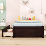 Solid Wood Twin Platform Bed Frame with Storage - [Drawers]