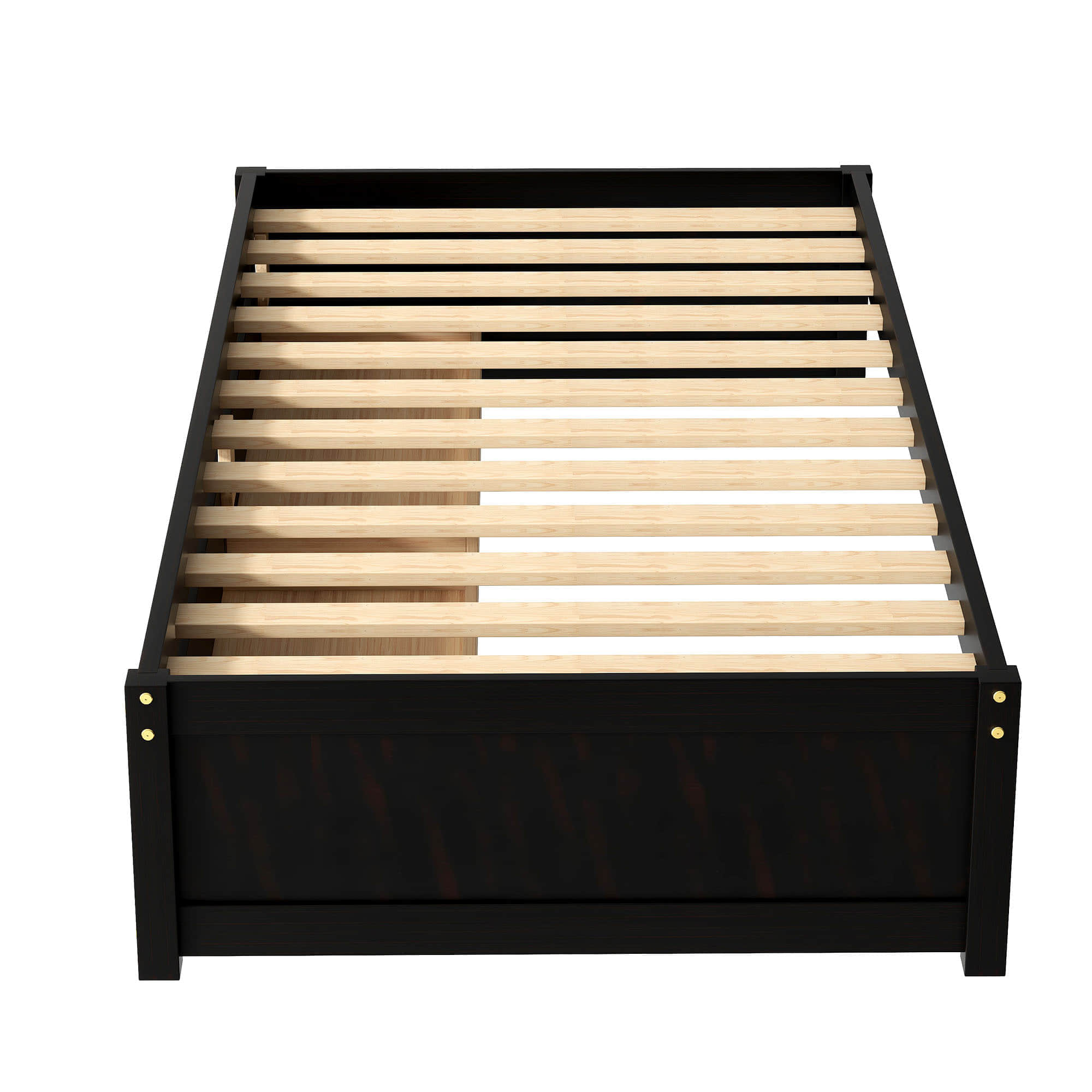 Solid Wood Twin Platform Bed Frame with Storage - [Drawers]