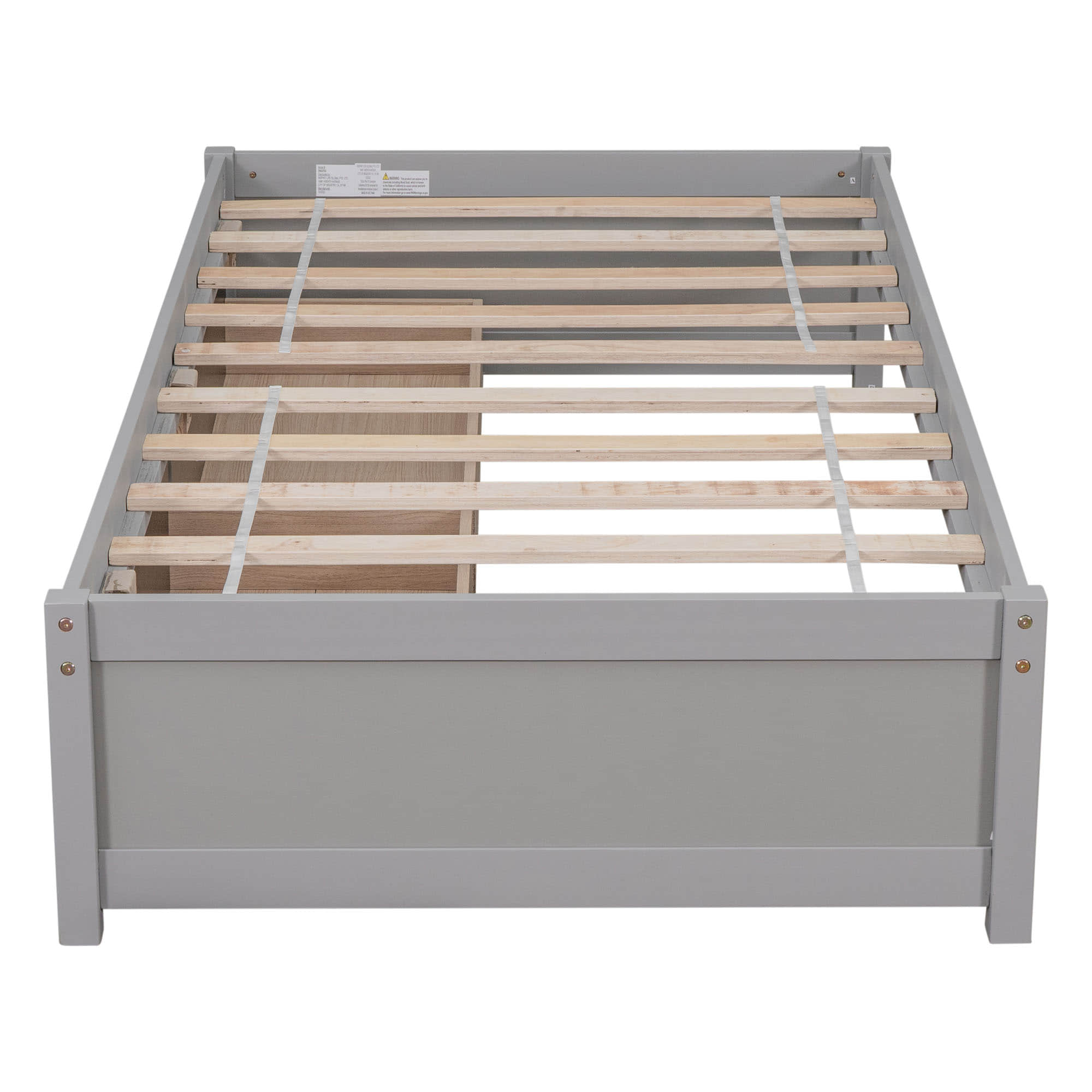 Solid Wood Twin Platform Bed Frame with Storage - [Drawers]