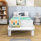 Kids Bed Frame with Headboard and Footboard Bench