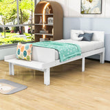 Kids Bed Frame with Headboard and Footboard Bench