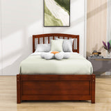 Wooden Twin Platform Bed with Trundle and Headboard