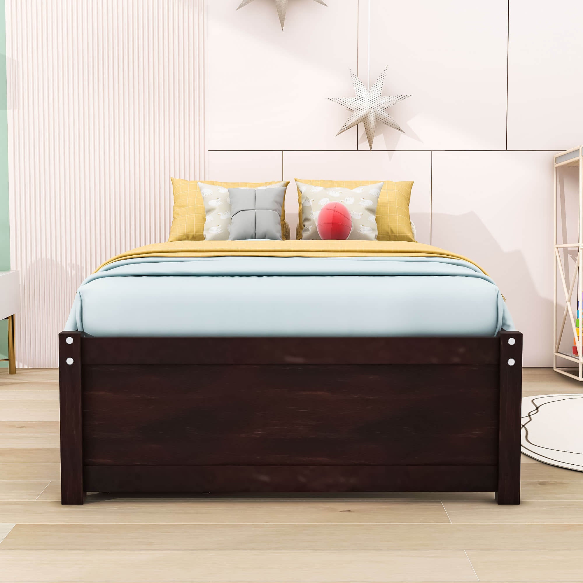 Solid Wood Twin Platform Bed Frame with Storage - [Drawers]