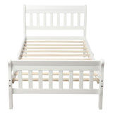 Wood Twin Size Sleigh Platform Bed Frame with Headboard