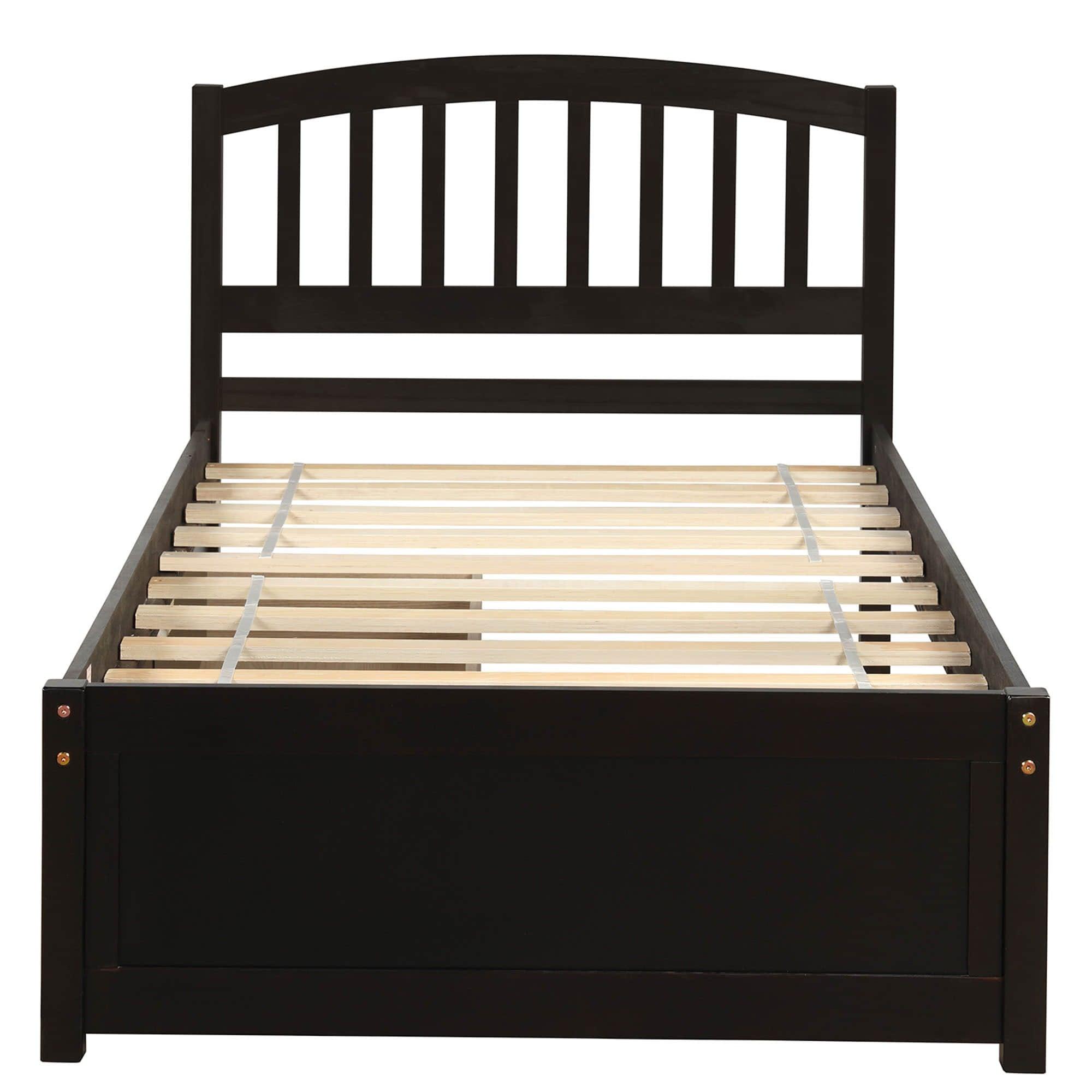 Twin Platform Bed Frame with Storage and Headboard - [Wood, Drawers]