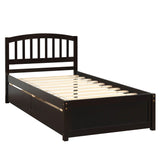 Twin Platform Bed Frame with Storage and Headboard - [Wood, Drawers]