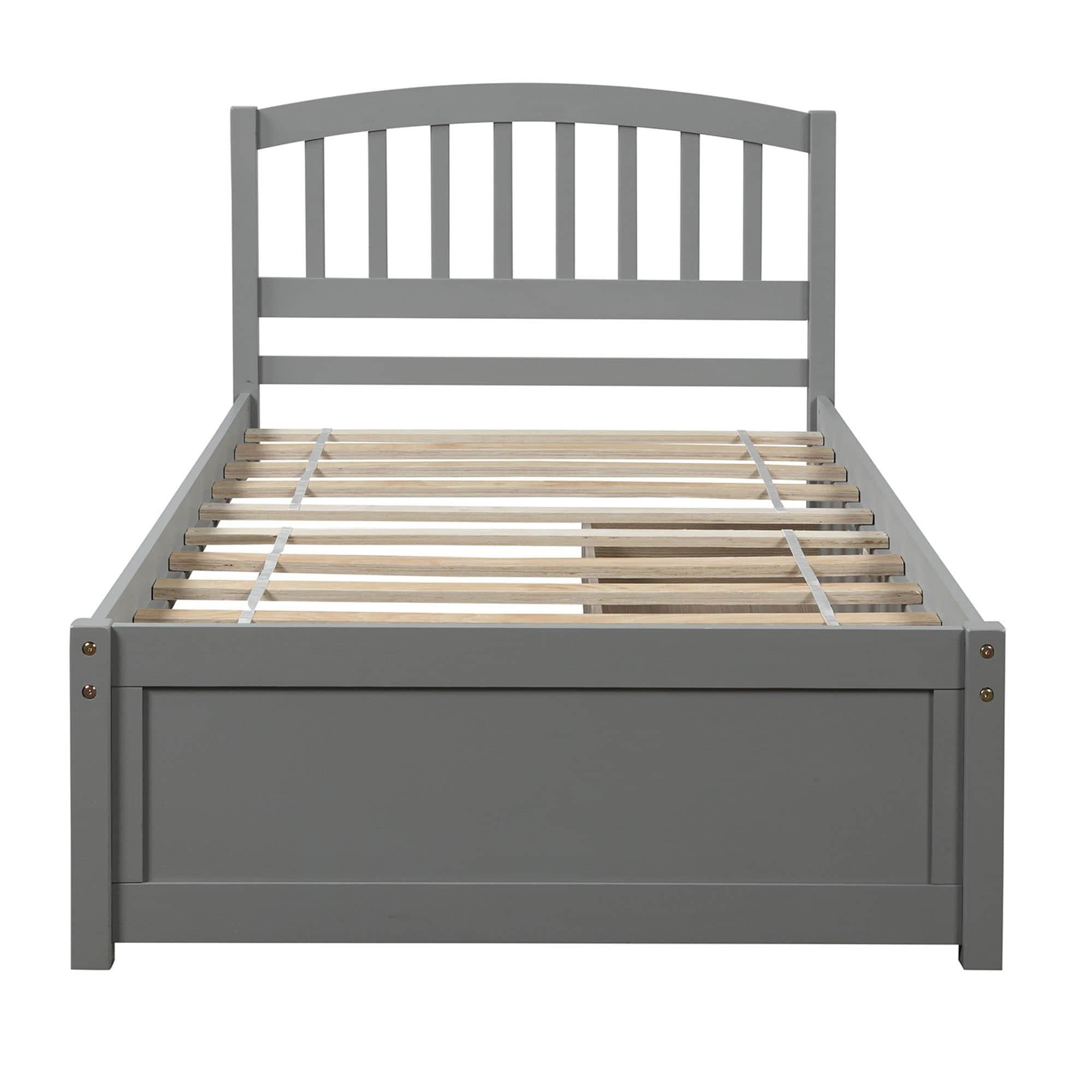 Twin Platform Bed Frame with Storage and Headboard - [Wood, Drawers]