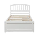 Twin Platform Bed Frame with Storage and Headboard - [Wood, Drawers]