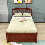 Twin Platform Bed Frame with Storage and Headboard - [Wood, Drawers]