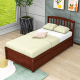 Twin Platform Bed Frame with Storage and Headboard - [Wood, Drawers]