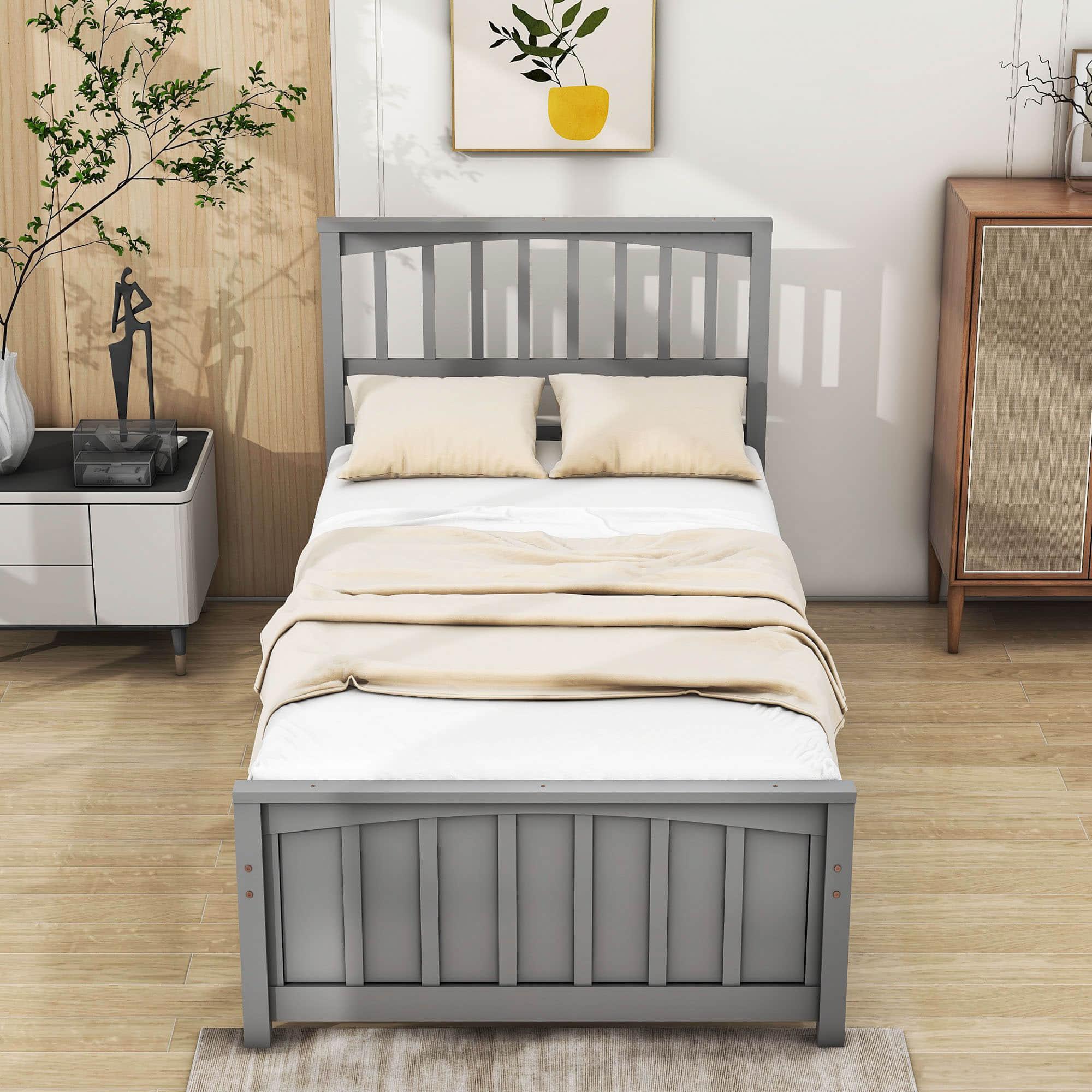 Wood Kids Bed Frame with Headboard and Footboard