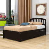 Twin Platform Bed Frame with Storage and Headboard - [Wood, Drawers]